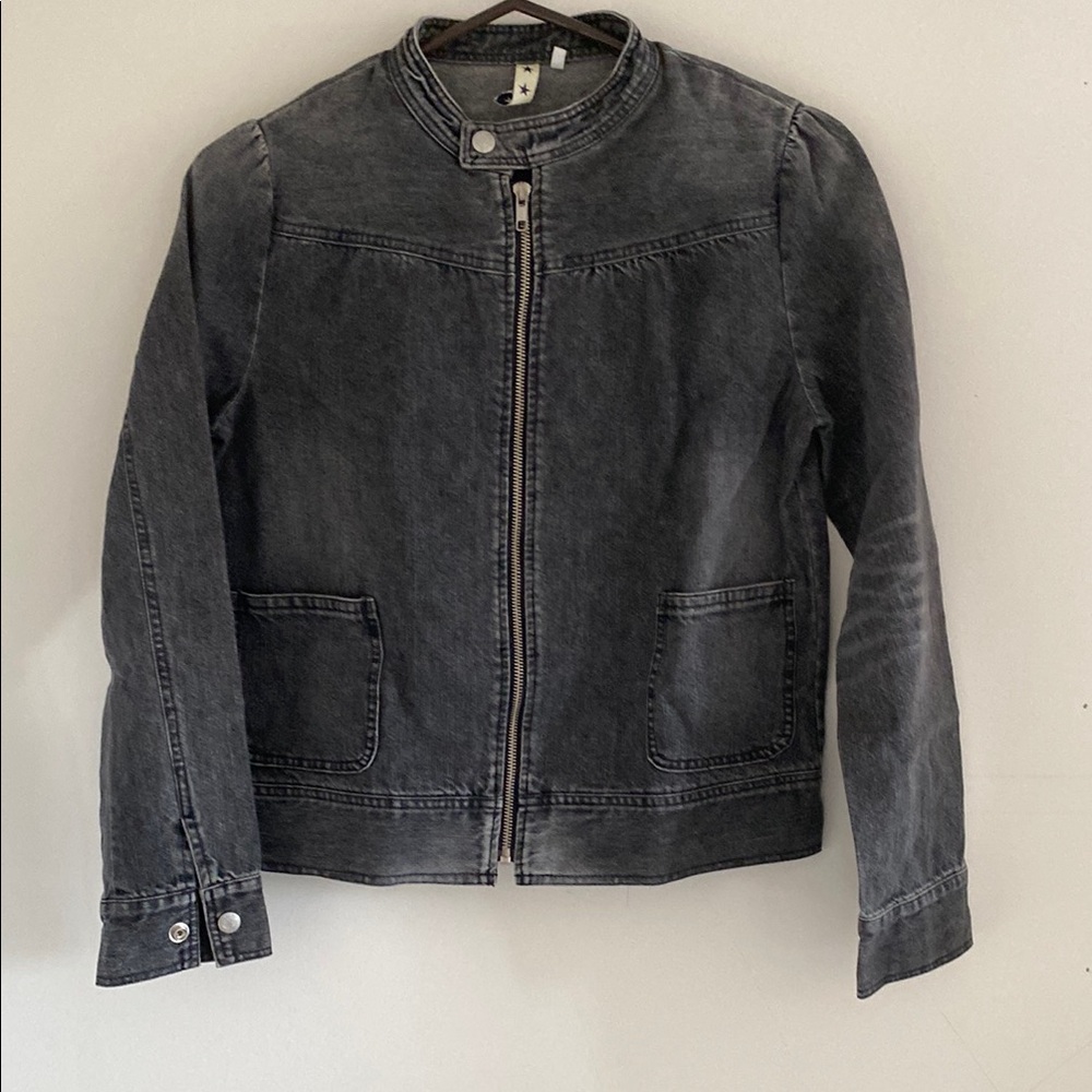 Women's Black Denim Bomber Jacket